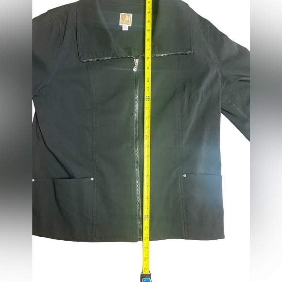 JM COLLECTION BLACK ZIP UP COLLARED JACKET POCKETS STRETCHY SIZE 14 - Picture 5 of 8